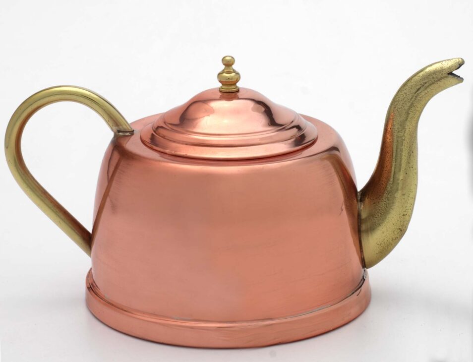 1.5l Copper Tea Pot With Brass Spout And Handle Cu031