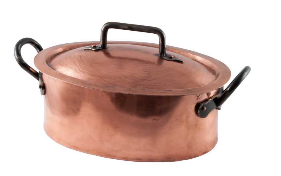 Copper Dutch Oven Oval Roaster Smooth With Lid