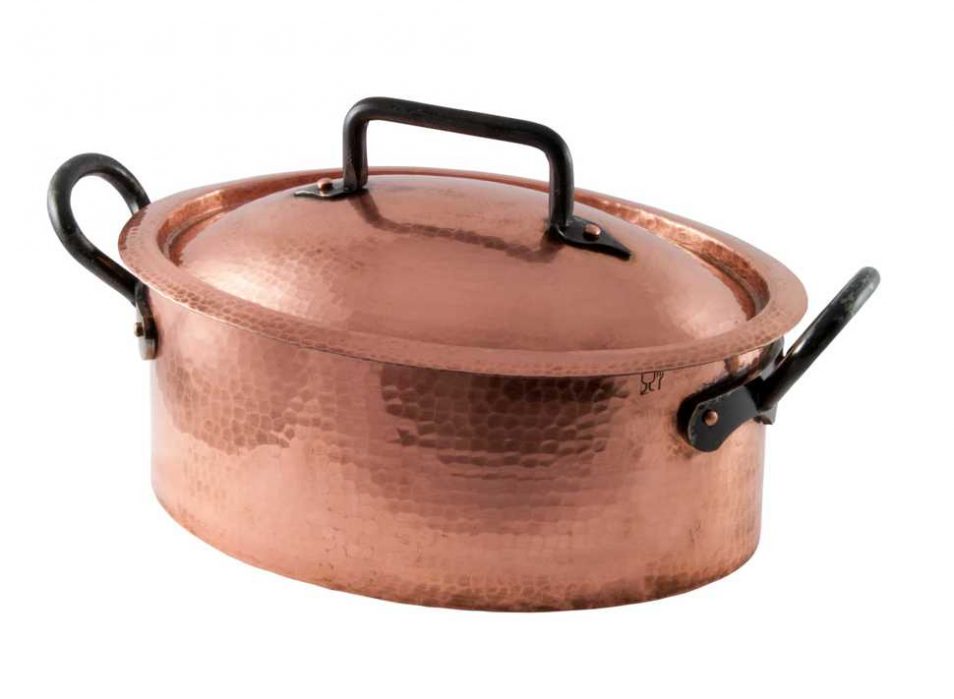 Oval Roaster Hammered With Lid